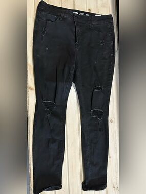 Old Navy Women's Black Skinny Ripped Jeans